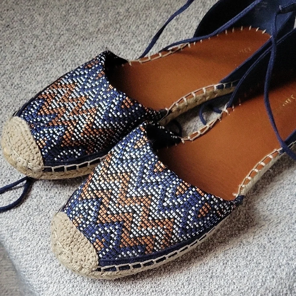 Indigo Blue Tan Espadrilles  Shoes  Boho  Size 8.5